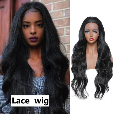 Fashion Wig: Front Lace Black Wavy Hair,Large Wavy Wigs