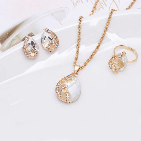 White Diamond-Style Alloy Jewelry Set: Elegant Gifts for Special Moments - Shop N Save
