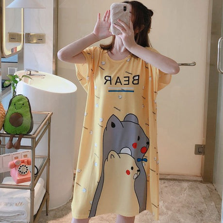 Printed Nightwear For Women Sleepwear Yellow