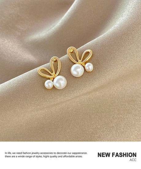 Gold Plated Pearl Patched Ear Tops - Golden - Shop N Save