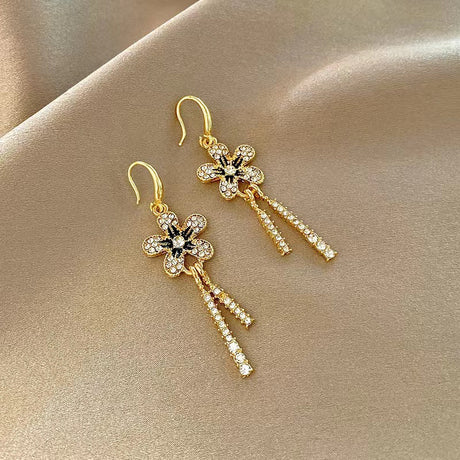 Floral Patched Pearl Décor Ear Tops - Golden - Shop N Save