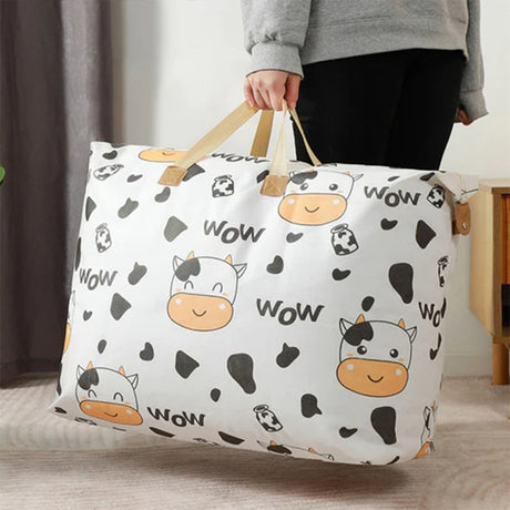 Large Travel Bag: Comforter &amp; Pillow Storage, Moisture-Proof Canvas - 50x38cm White - Shop N Save