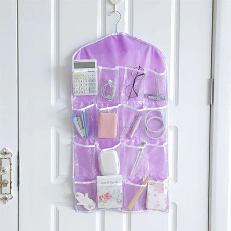 Purple Hanging Storage Rack: Multi-Pocket Fabric Organizer for Wardrobe - Shop N Save