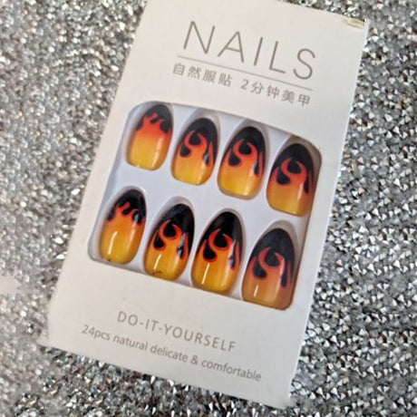Gorgeous Flame Press-on Nails: 24-Piece Set for Instant Style - Shop N Save