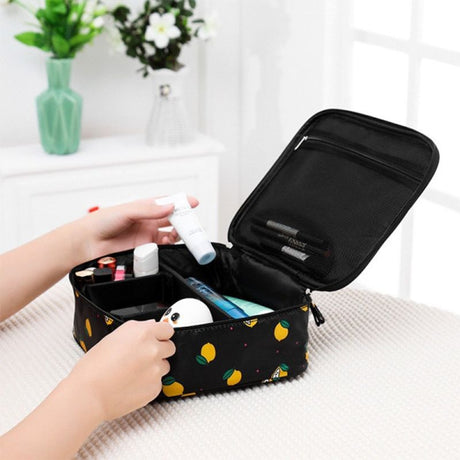 Stylish Black Mini Travel Bag: Zipper Closure, Cosmetics Organizer - Shop N Save