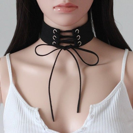 Wide Choker Necklace Belt Chokers Necklaces Tied Black