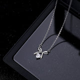 Diamond Love Necklace - Silver Bow Pendant, Minimalist Birthday Gift - Shop N Save