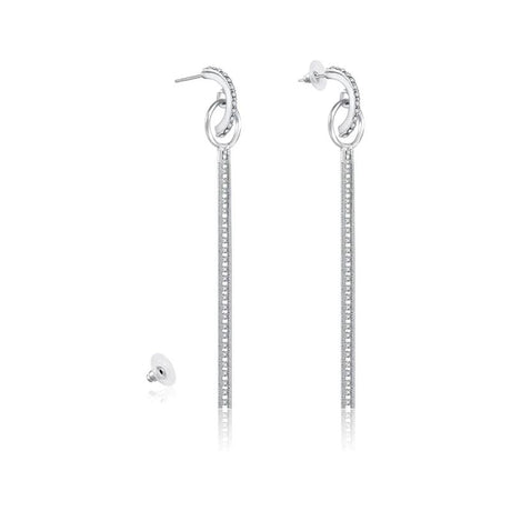 Crystal Patched Hooked Party Wear Earrings - Silver - Shop N Save