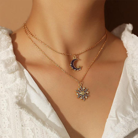 Colorful Moon and Sun Necklace: Celestial Charm, Vibrant Design - Shop N Save