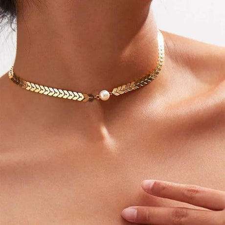 Korean Gold Pearl Choker: Tassel, Wedding Charm Necklace - Shop N Save