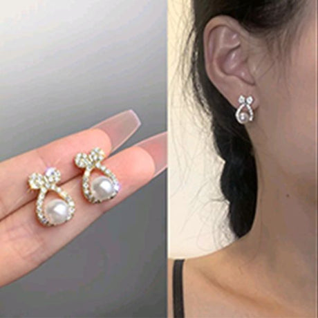 Korean Vintage Pearl Earrings: Luxury Zircon, Wedding Jewelry - Shop N Save