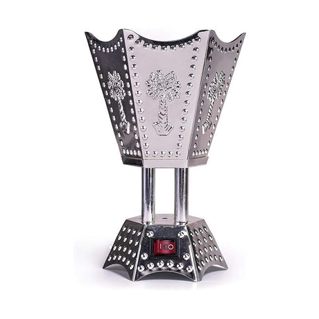 AM Electric Incense Burner: Oud Frankincense, 6.5 Inches, Silver Hexagon - Shop N Save