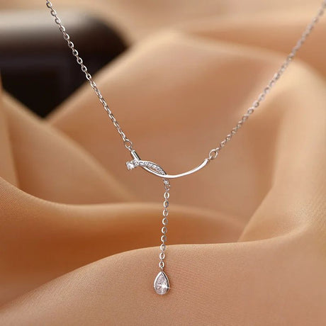 Sterling Silver Water Drop Necklace: Zircon Pendant, Fashion Jewelry - Shop N Save