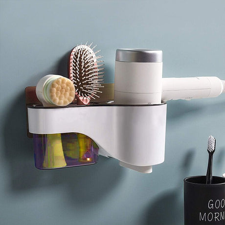 Hair Dryer Stand: Self-Adhesive, Organizer Shelf, Bathroom Rack - Shop N Save