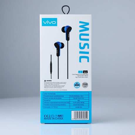 vivo S50 Bass Handsfree: Clear Calls, Comfort Fit, Tangle-Free (Blue Black) - Shop N Save