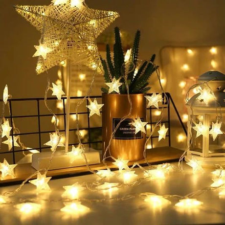 Star Fairy Lights: Yellow Glow, Indoor/Outdoor, Easy Install 2M - Shop N Save