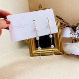Pearl Tassel Earrings - 2023 Fashion, Korean Style, Long Ear Wire - Shop N Save