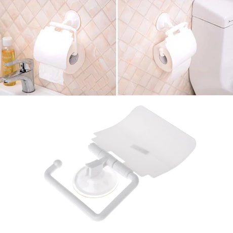 Suction Cup Toilet Paper Holder: Wall-Mounted, Lid. - Shop N Save