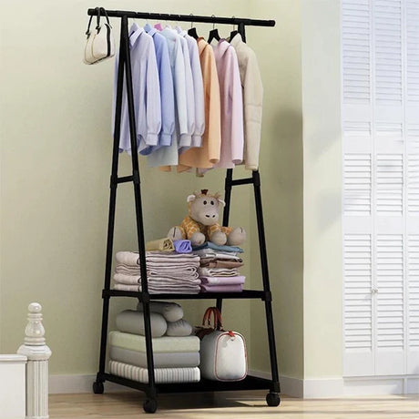 Multi-Function Triangle Clothes Floor Wheels Standing Rack - Shop N Save