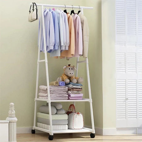 Multi-Function Triangle Clothes Floor Wheels Standing Rack - Shop N Save