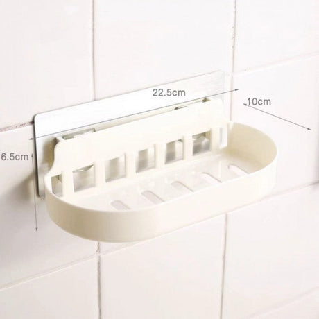 Adhesive Bathroom Plastic Long Storage Rack - White - Shop N Save