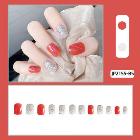 12 PCs Glittery Two Tone Shiny Fake Nails Set - Multi Color - Shop N Save