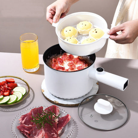 2 Layer 450w Electric Hotpot Multifunctional Cooker For Noodles Egg Steam With Handle And Lid - 1.5 L - Shop N Save