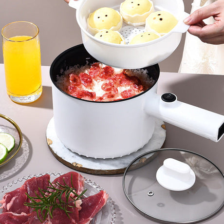 2 Layer Portable Non-Stick Electric Hotpot Multifunctional Cooker For Noodles Egg Steamer With Handle 1.5 L - Shop N Save