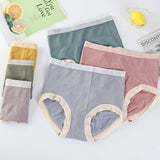 Ribbed Pattern Elastic Waist French Cut Panties Soft Breathable Women's Underwear - Light Purple - Shop N Save
