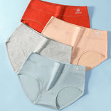 Stylish High Waist Brief Underwear Soft Summer Fabric Elastic Closure Mesh Pattern Underwear - Orange Red - Shop N Save