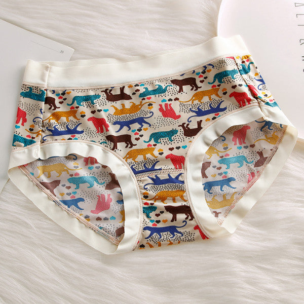 Stylish Animal Print Hipster Panties Soft Breathable Cotton Blend
