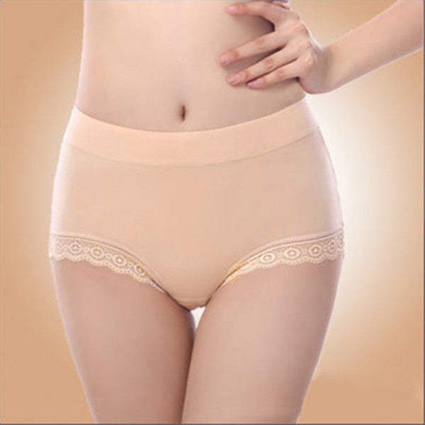 Skin Color Lace Patched Hipster Underwear Breathable &