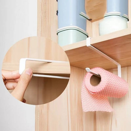 Kitchen Bathroom Cabinet Paper Roll Holder Rack - White - Shop N Save
