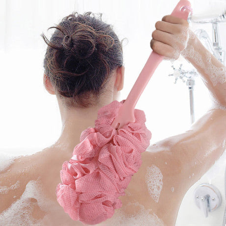 Long Handle Strong Back Rubbing Bath Brush - Pink - Shop N Save