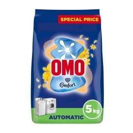 OMO Automatic Laundry Detergent Powder, Touch of Comfort, 100% stain removal in 1 wash*, 5 Kg, Packaging may vary