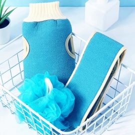3 Pcs Bathroom Shower Ball Body Cleaning Set - Blue
