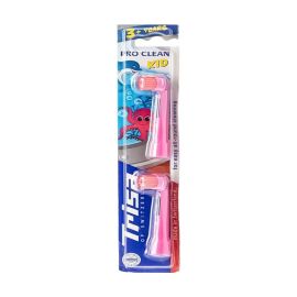 Trisa Pro Clean Kid Toothbrush Refill,For easy all around cleaner, 3+ Years, made in Switzerland, 2 Pieces, Assortment color