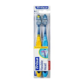 Trisa Flexible Head Medium Adult Toothbrush, Finest Swiss Oral Care, Ergonomic handle, Unique design, Assorted Color, 1 pc.